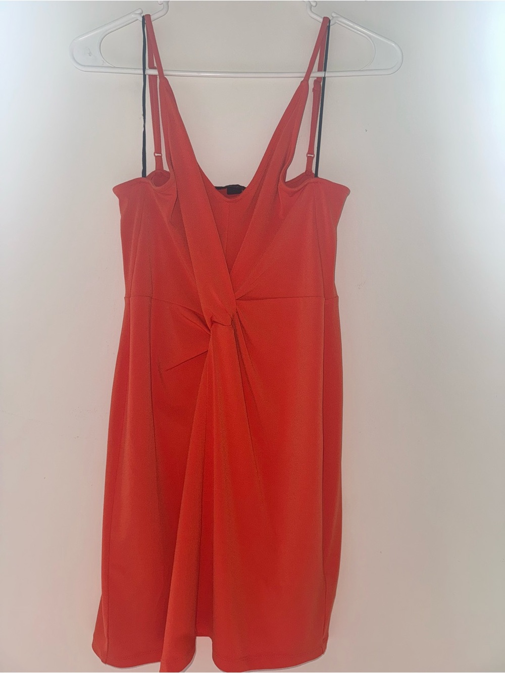 Fiesta Red Twist-Knot Spaghetti Strap Mini Dress